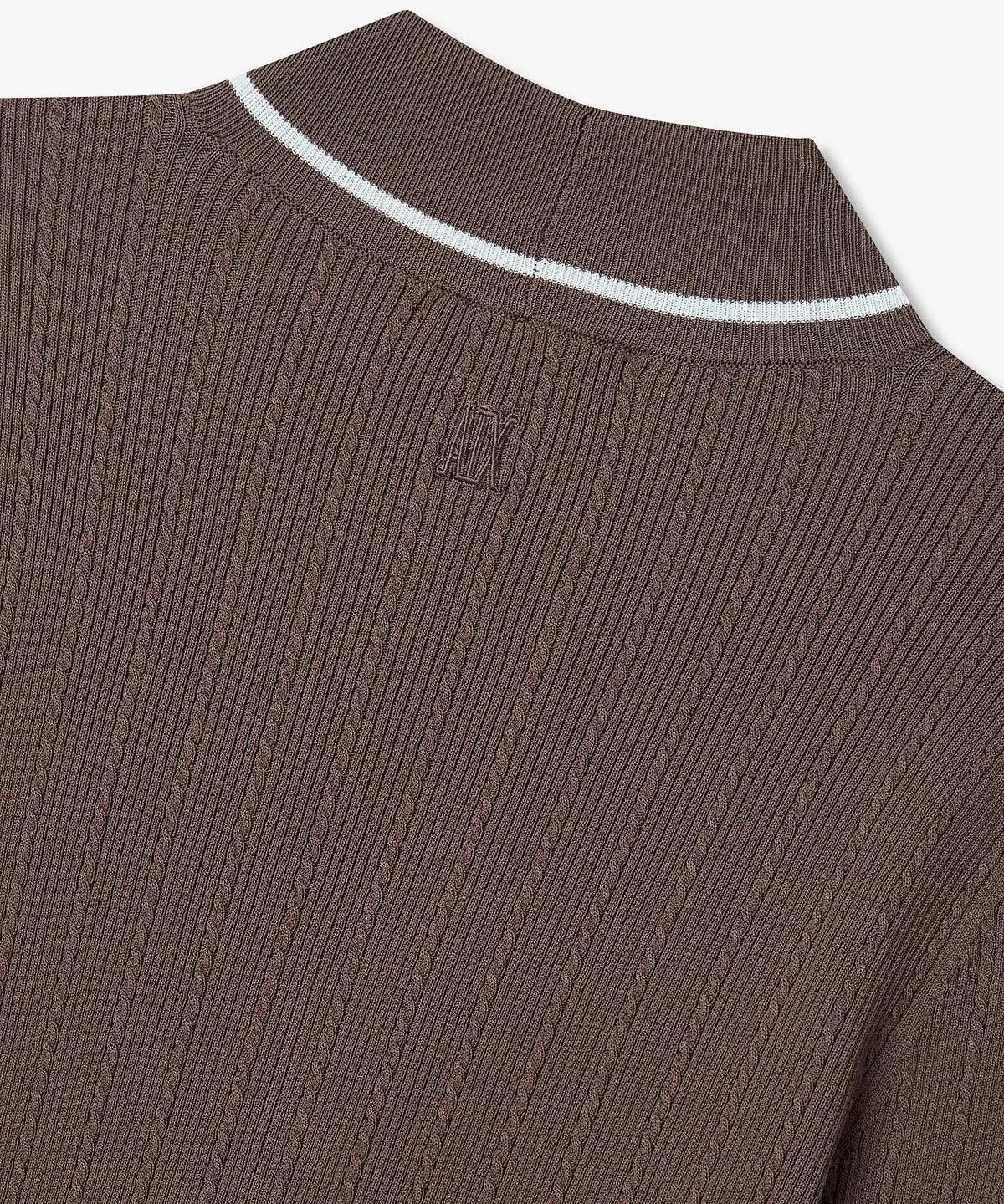 아르마니 익스체인지(ARMANI EXCHANGE) 여성 케이블 패턴 브이넥 풀오버 _다크 브라운_A426132506