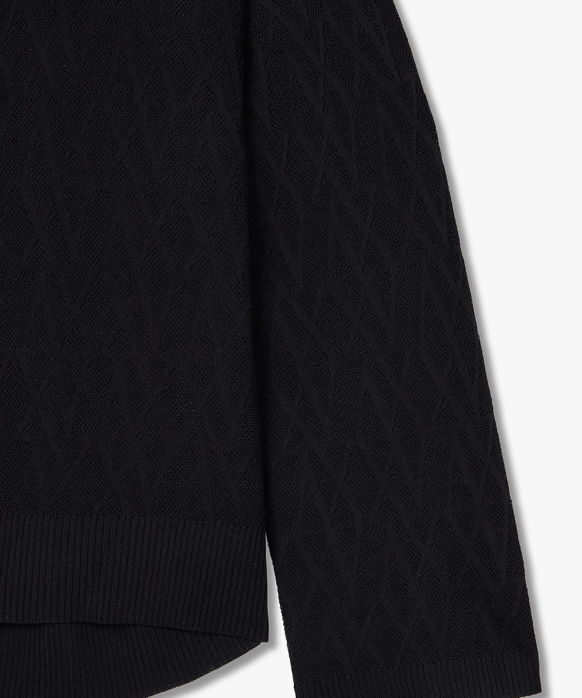 아르마니 익스체인지(ARMANI EXCHANGE) 여성 로고 패턴 메쉬 니트 풀오버 _블랙_A425132507