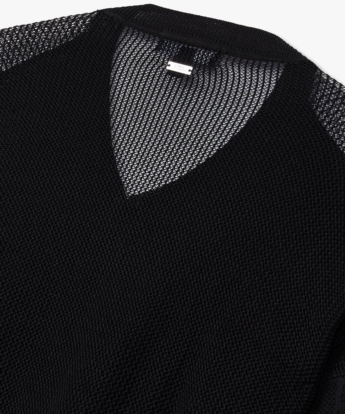 아르마니 익스체인지(ARMANI EXCHANGE) 여성 로고 패턴 메쉬 니트 풀오버 _블랙_A425132507