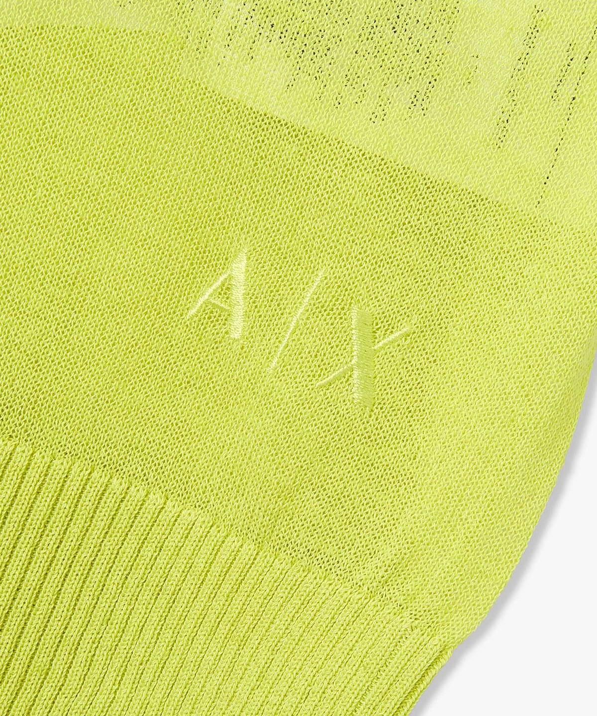 아르마니 익스체인지(ARMANI EXCHANGE) 여성 린넨 블렌드 백 슬릿 니트 풀오버 _라임_A426132511