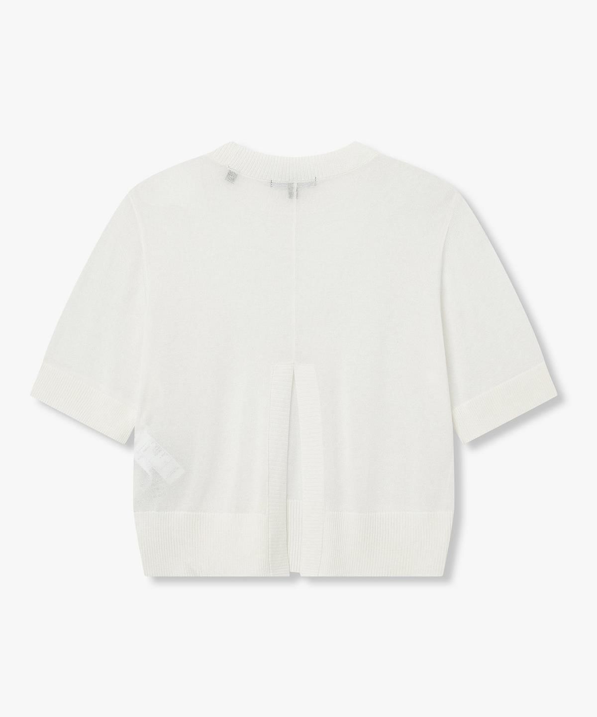 아르마니 익스체인지(ARMANI EXCHANGE) 여성 린넨 블렌드 백 슬릿 니트 풀오버 _화이트_A426132510