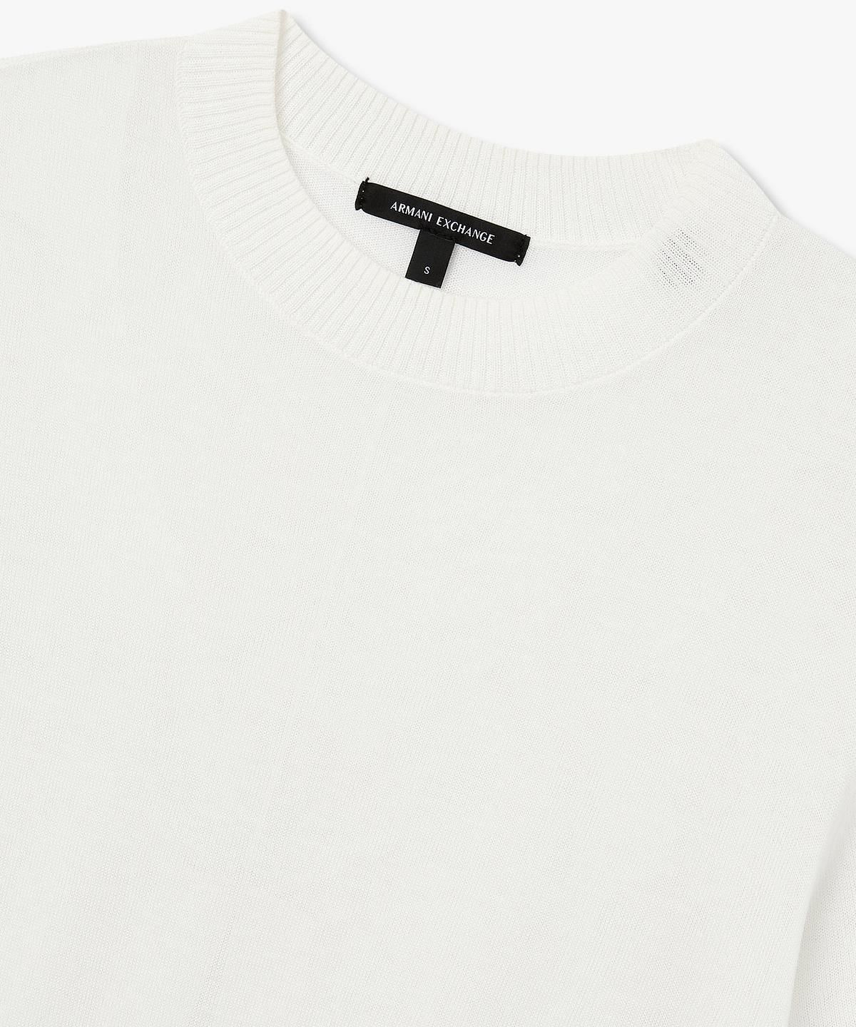 아르마니 익스체인지(ARMANI EXCHANGE) 여성 린넨 블렌드 백 슬릿 니트 풀오버 _화이트_A426132510