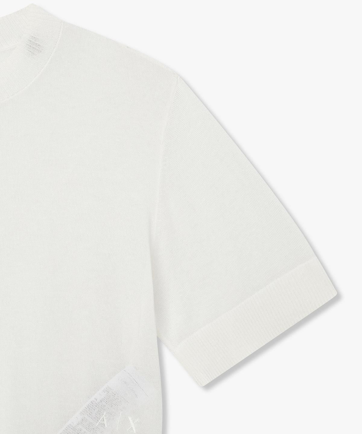 아르마니 익스체인지(ARMANI EXCHANGE) 여성 린넨 블렌드 백 슬릿 니트 풀오버 _화이트_A426132510