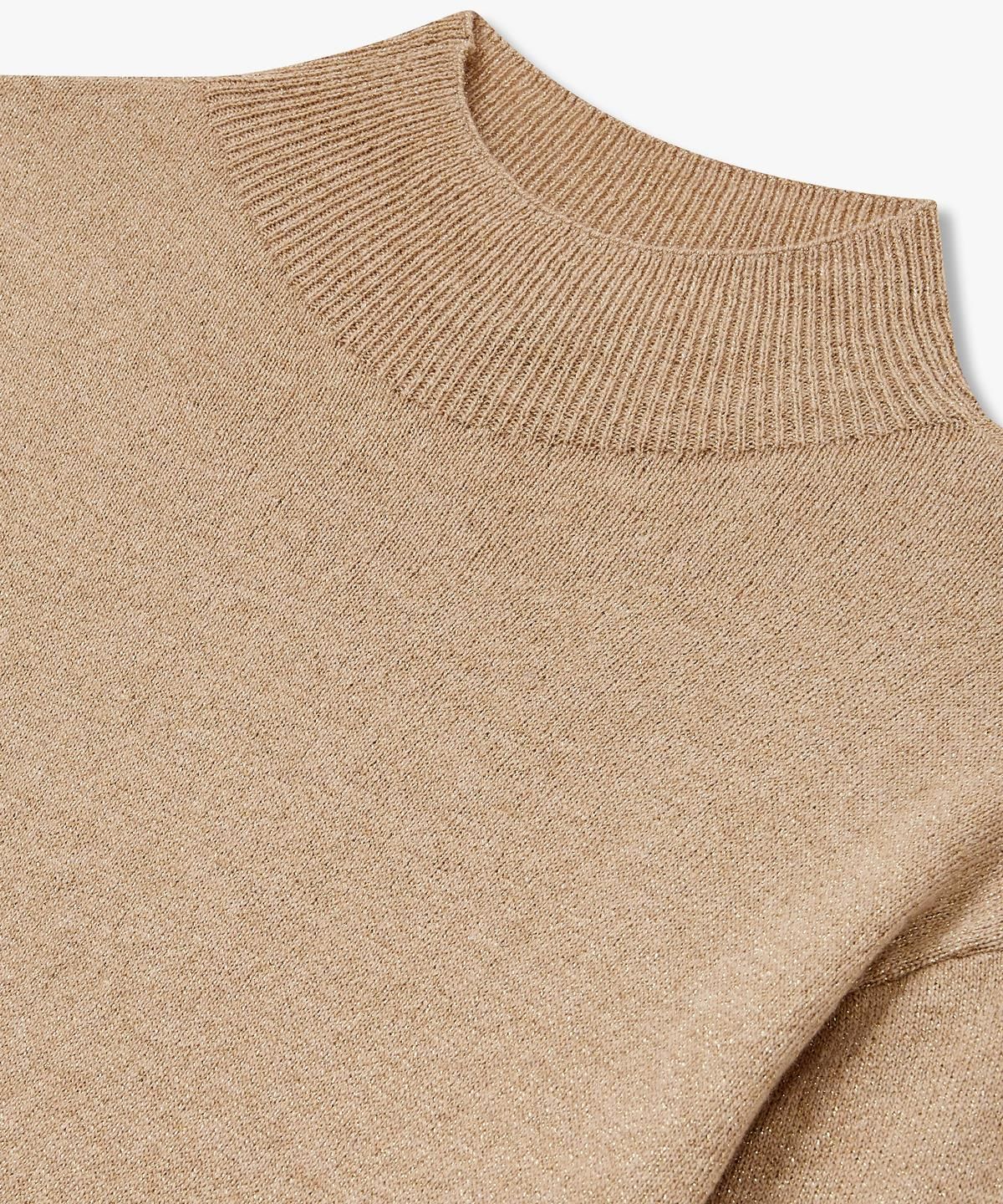 아르마니 익스체인지(ARMANI EXCHANGE) 여성 글리터 모크넥 니트 풀오버 _골드_A424332518