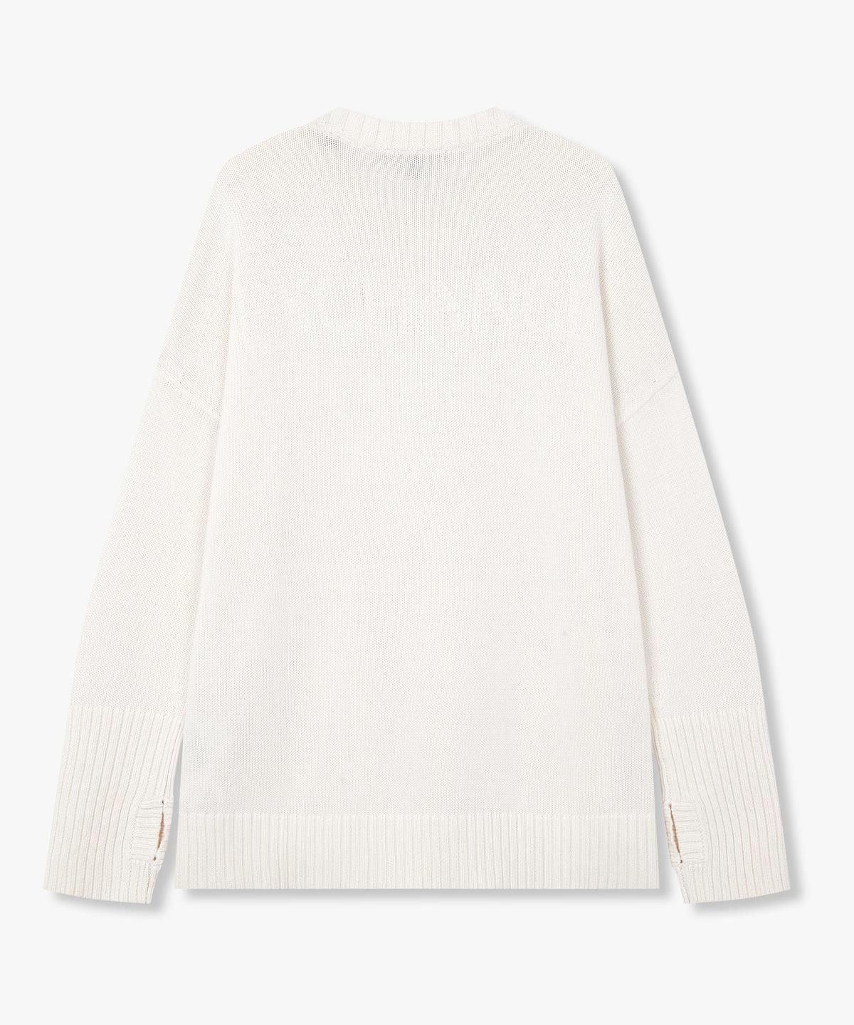 아르마니 익스체인지(ARMANI EXCHANGE) 여성 드롭 숄더 사이드 슬릿 니트 _아이보리_A425332501