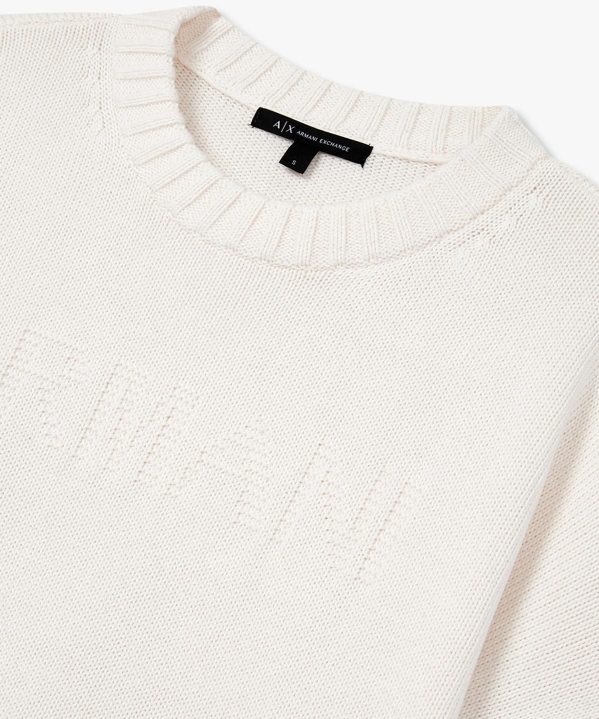 아르마니 익스체인지(ARMANI EXCHANGE) 여성 드롭 숄더 사이드 슬릿 니트 _아이보리_A425332501