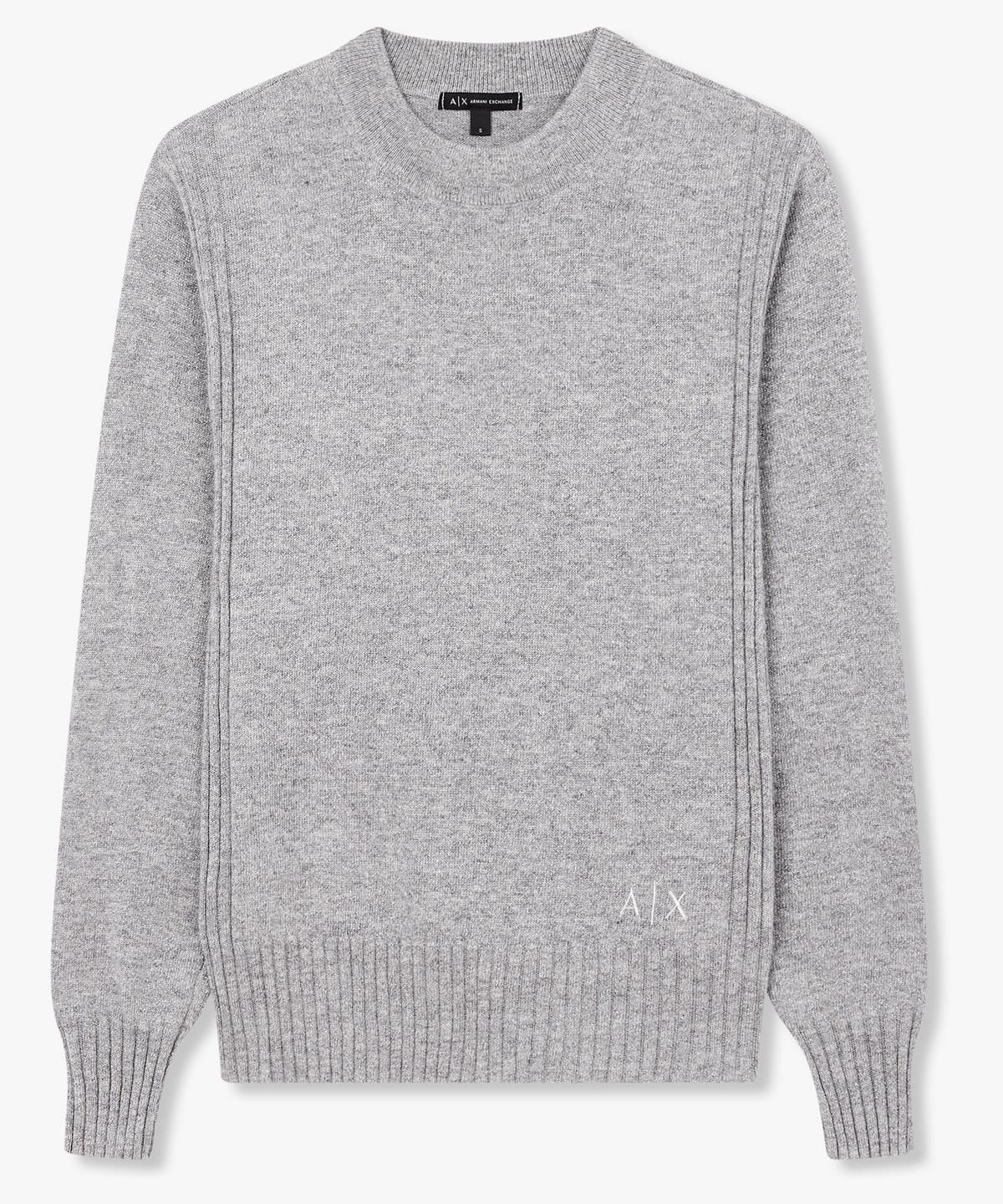 아르마니 익스체인지(ARMANI EXCHANGE) 여성 메탈릭 크루넥 니트 풀오버 _그레이_A425332510