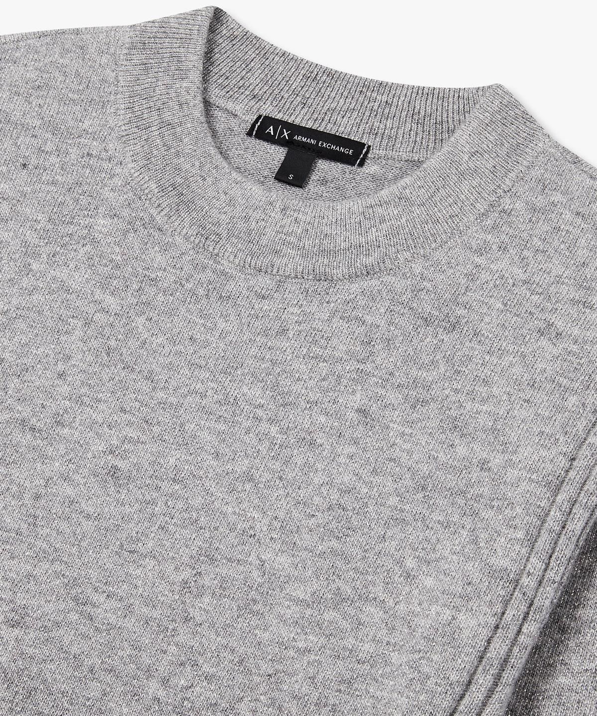 아르마니 익스체인지(ARMANI EXCHANGE) 여성 메탈릭 크루넥 니트 풀오버 _그레이_A425332510