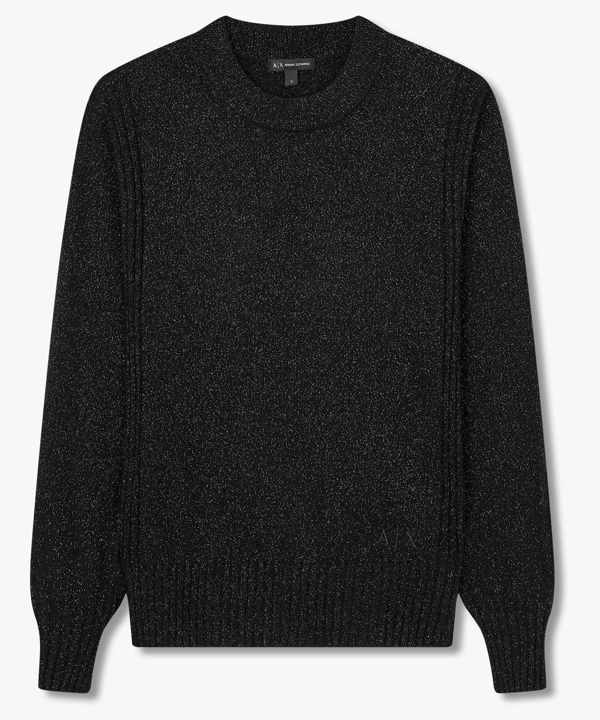 아르마니 익스체인지(ARMANI EXCHANGE) 여성 메탈릭 크루넥 니트 풀오버 _블랙_A425332511