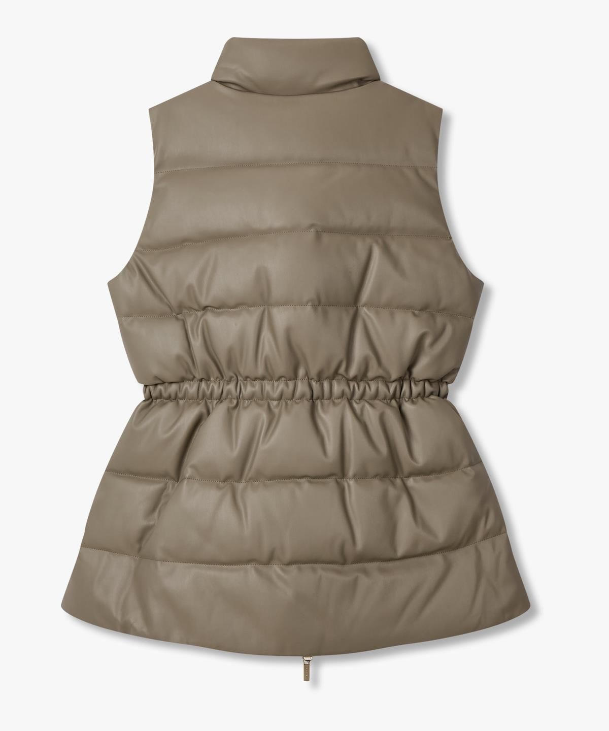 아르마니 익스체인지(ARMANI EXCHANGE) 여성 하이넥 페이크 레더 패딩 베스트 _카키 브라운_A425310508