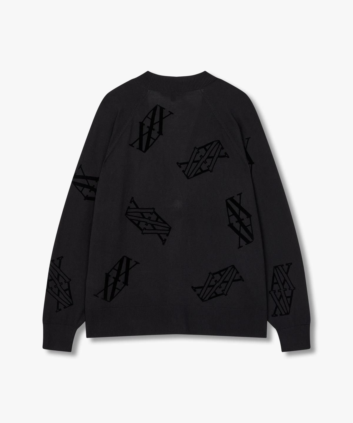 아르마니 익스체인지(ARMANI EXCHANGE) 여성 플록 로고 래글런 가디건 _블랙_A424332500