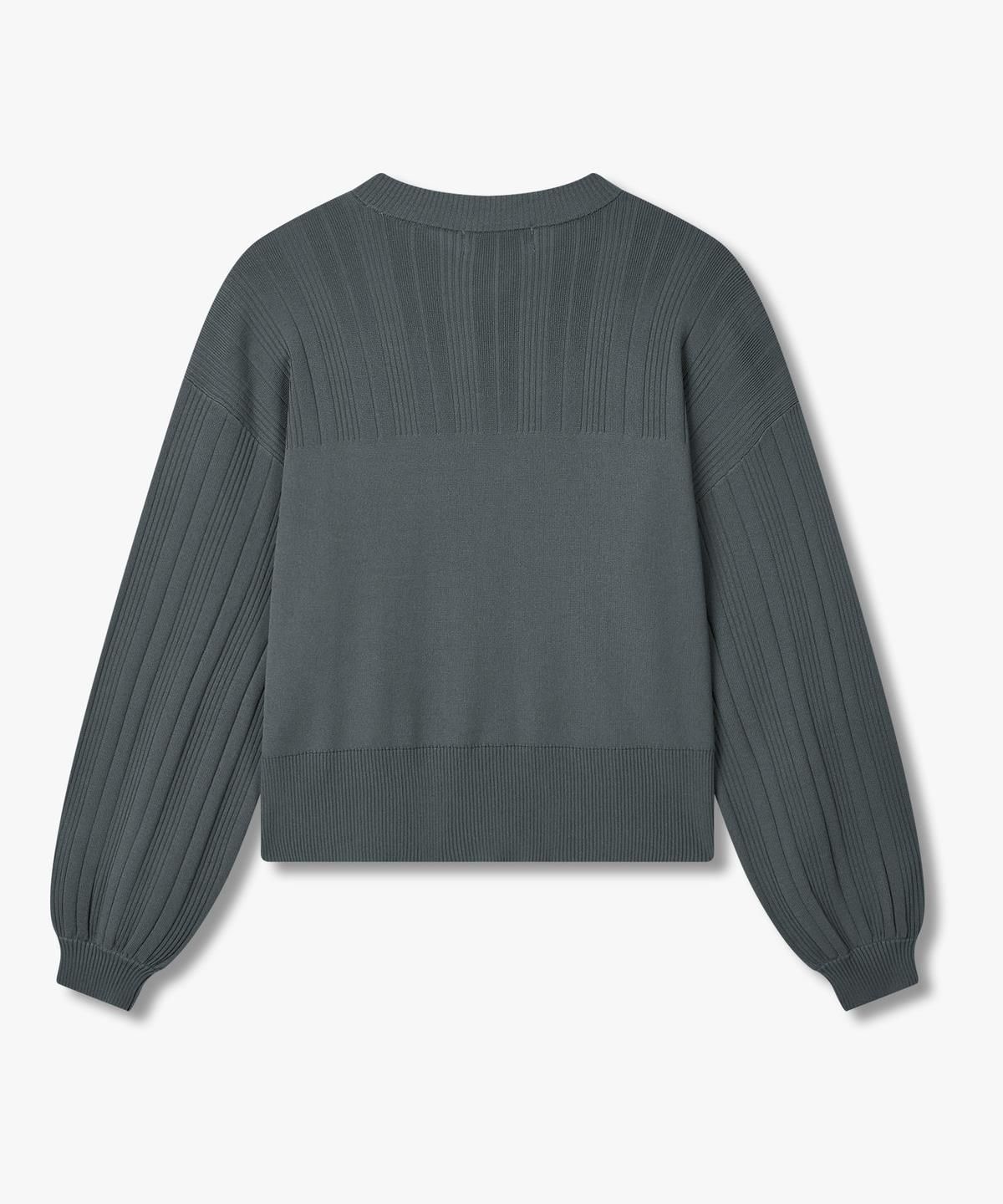 아르마니 익스체인지(ARMANI EXCHANGE) 여성 히든 스냅 버튼 니트 가디건 _스틸그레이_A425332502