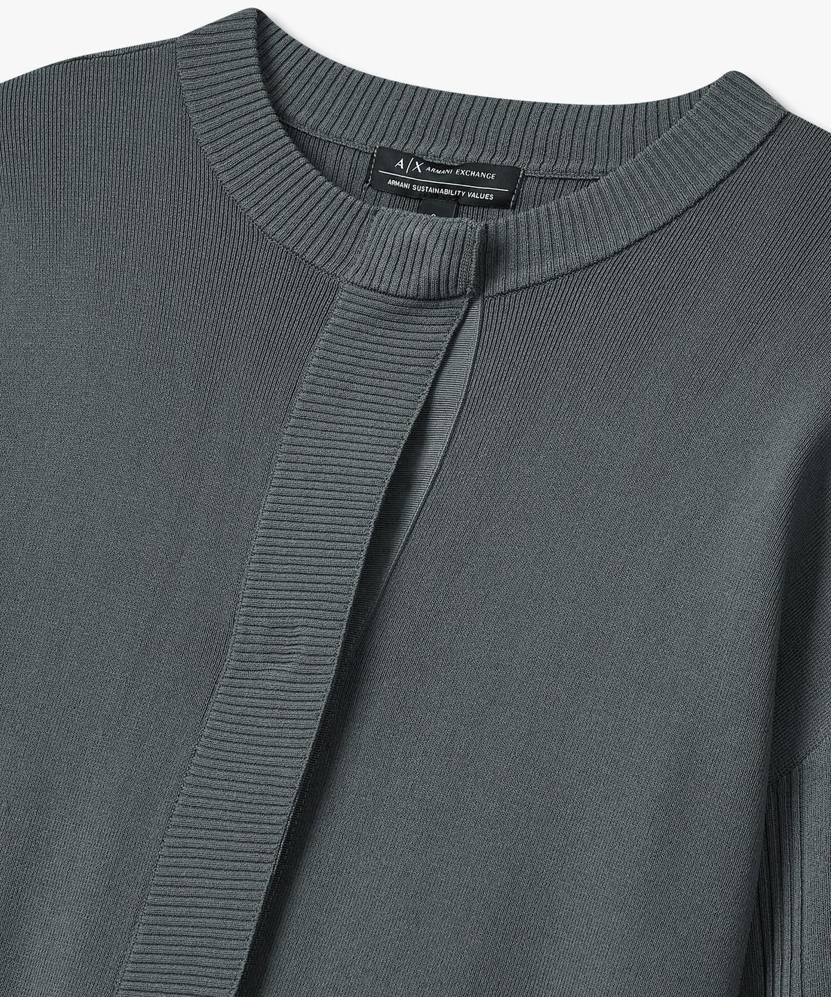 아르마니 익스체인지(ARMANI EXCHANGE) 여성 히든 스냅 버튼 니트 가디건 _스틸그레이_A425332502