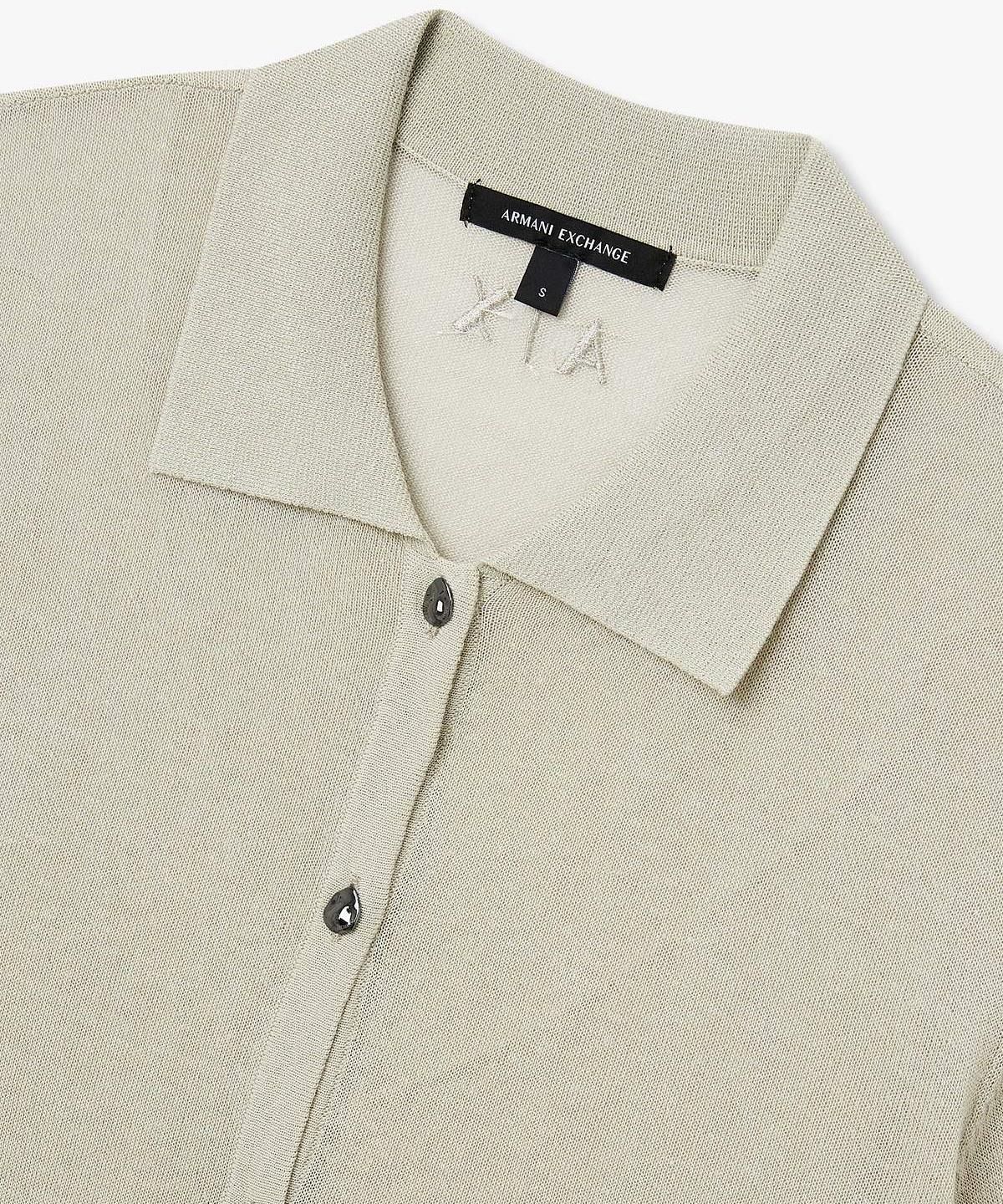 아르마니 익스체인지(ARMANI EXCHANGE) 여성 린넨 브렌드 숏 슬리브 가디건 _라이트 카키_A426132509