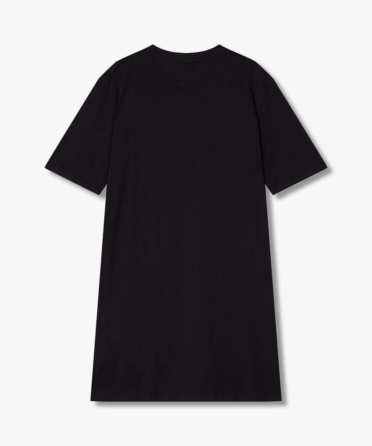 아르마니 익스체인지(ARMANI EXCHANGE) 여성 핫픽스 로고 숏 슬리브 드레스 _블랙_A425121505