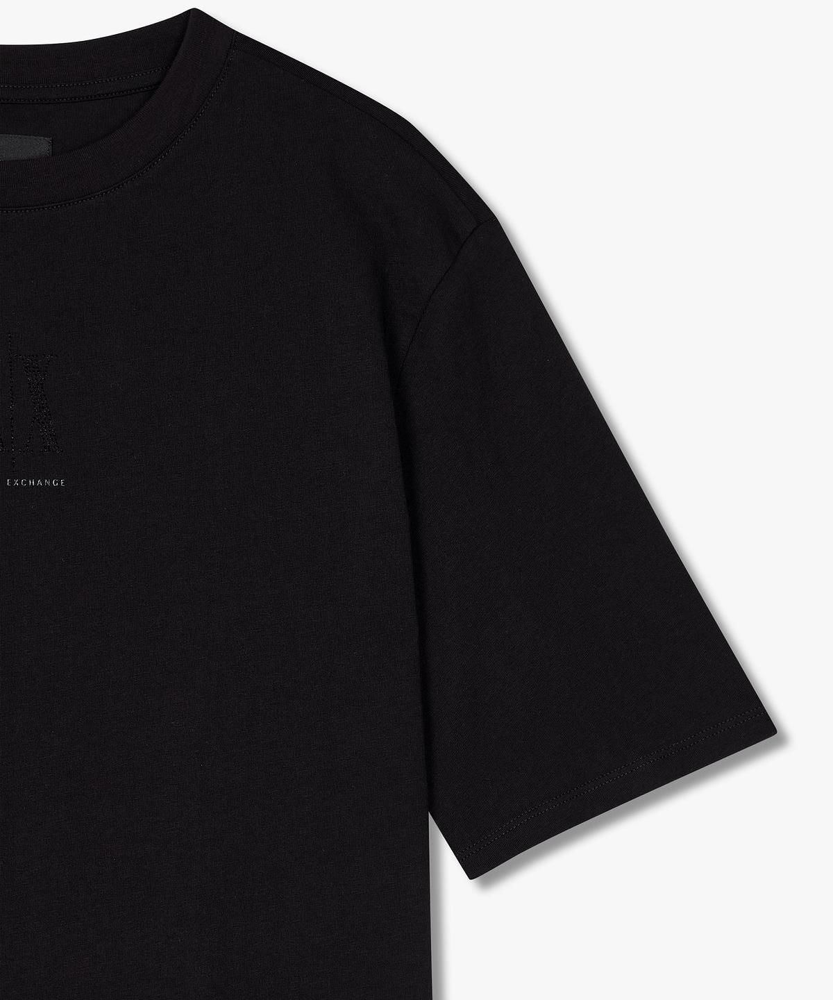 아르마니 익스체인지(ARMANI EXCHANGE) 여성 핫픽스 로고 숏 슬리브 드레스 _블랙_A425121505