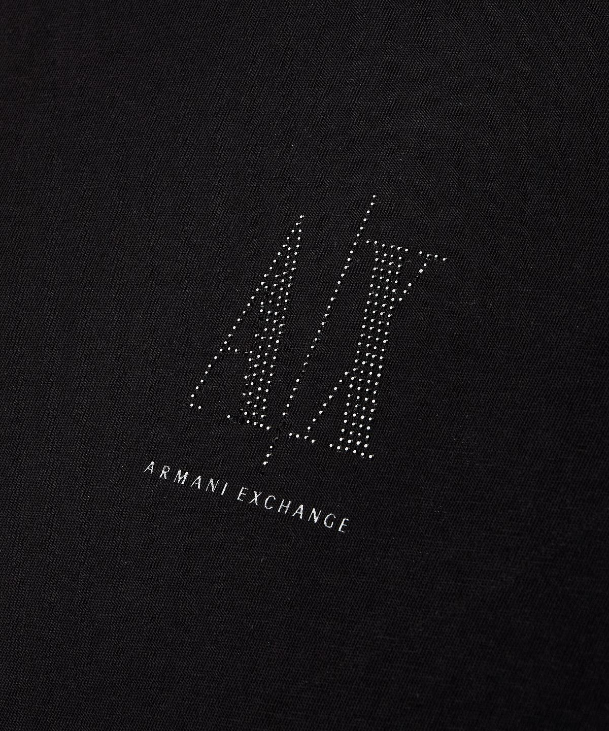 아르마니 익스체인지(ARMANI EXCHANGE) 여성 핫픽스 로고 숏 슬리브 드레스 _블랙_A425121505