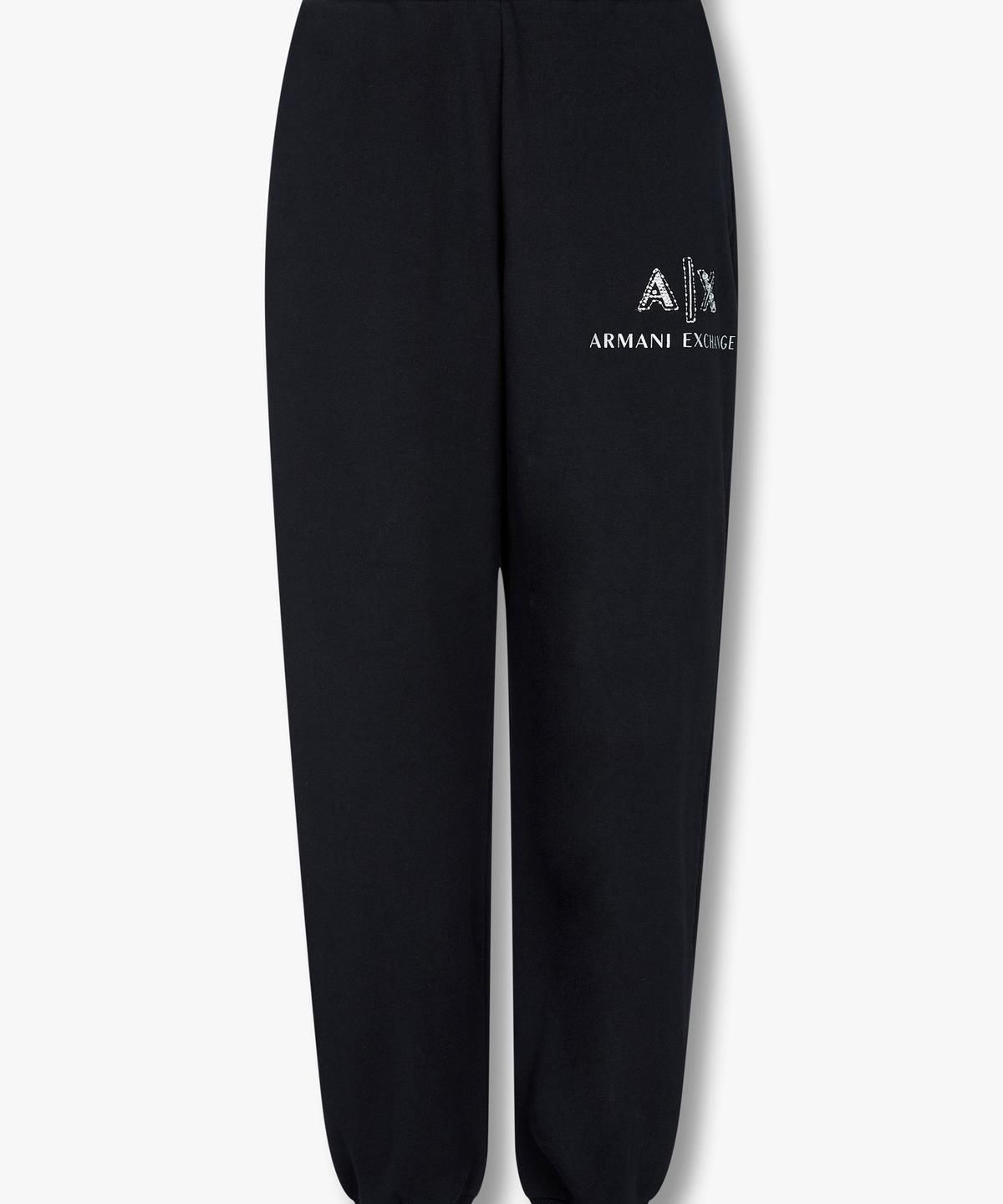 아르마니 익스체인지(ARMANI EXCHANGE) 여성 핫픽스 로고 조거 팬츠 _블랙_A425141504