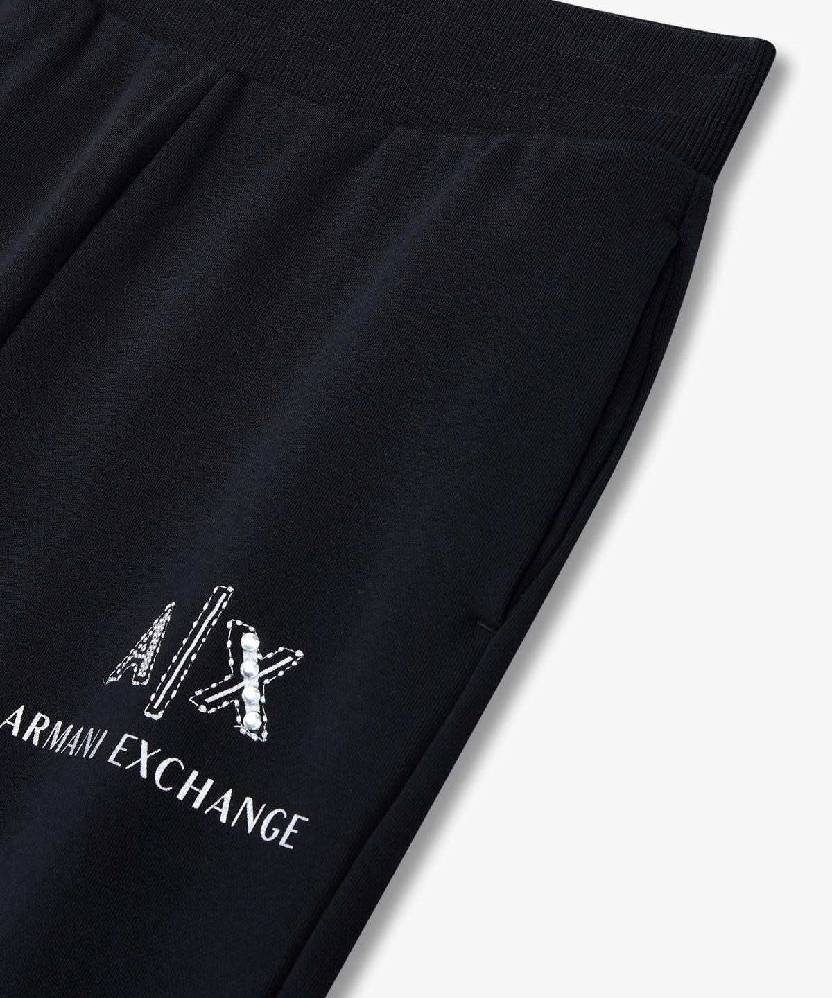 아르마니 익스체인지(ARMANI EXCHANGE) 여성 핫픽스 로고 조거 팬츠 _블랙_A425141504