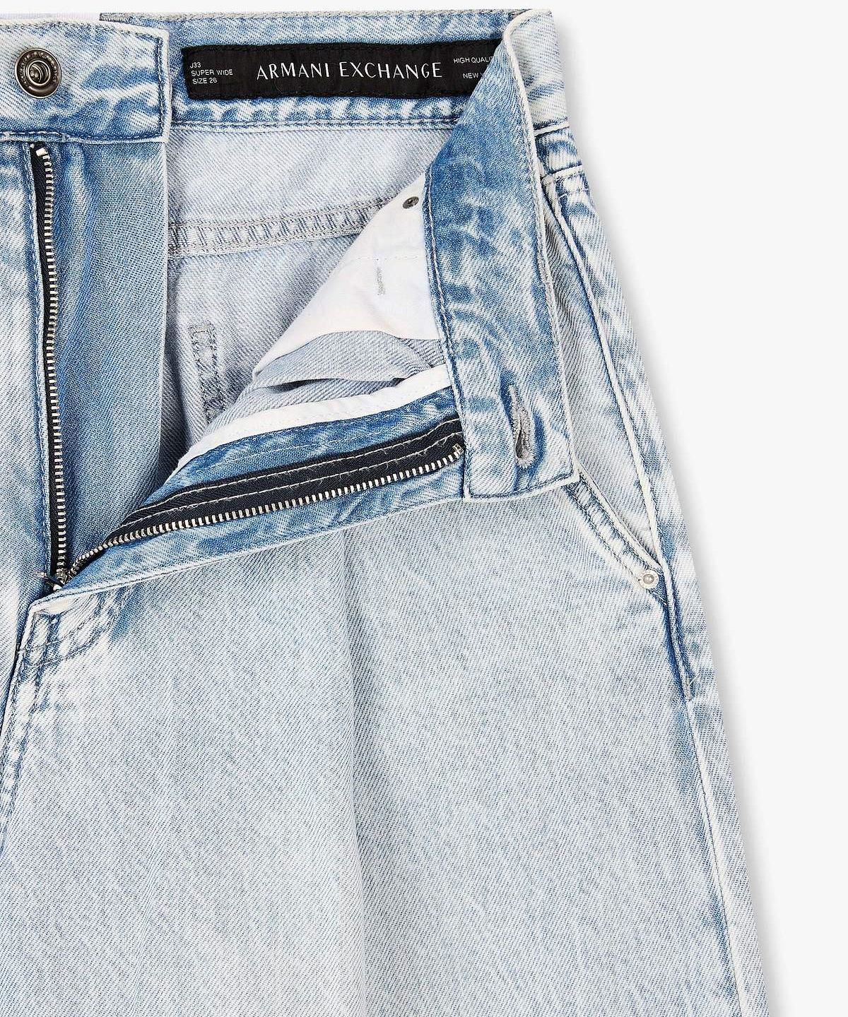 아르마니 익스체인지(ARMANI EXCHANGE) 여성 원 턱 플리츠 슈퍼 와이드 팬츠 _라이트 블루_A426140507