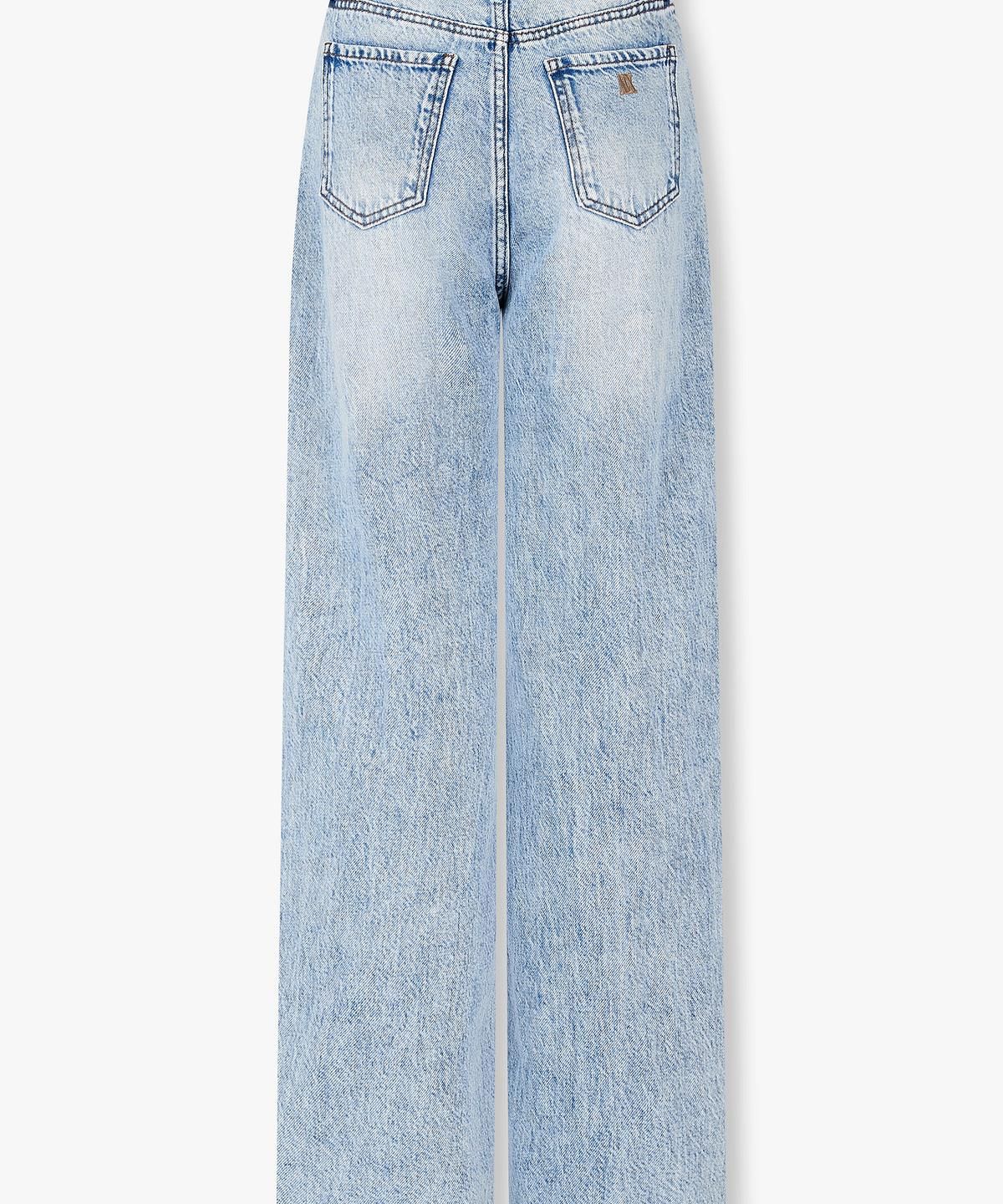 아르마니 익스체인지(ARMANI EXCHANGE) 여성 로고 자수 하이라이즈 릴렉스트 진 _블루_A426140505