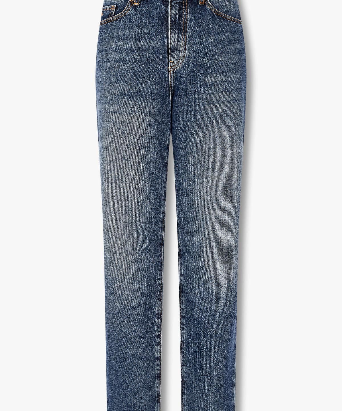 아르마니 익스체인지(ARMANI EXCHANGE) 여성 미드라이즈 보이프렌드 크롭 진 _블루_A426140502