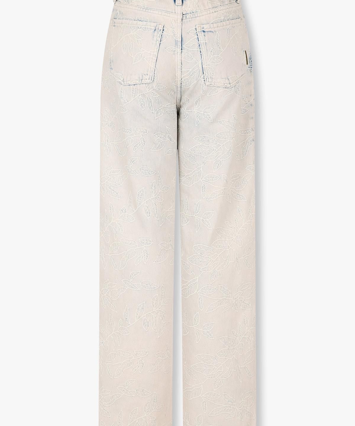아르마니 익스체인지(ARMANI EXCHANGE) 여성 플로럴 자수 릴랙스트 데님 팬츠 _라이트베이지_A426140504