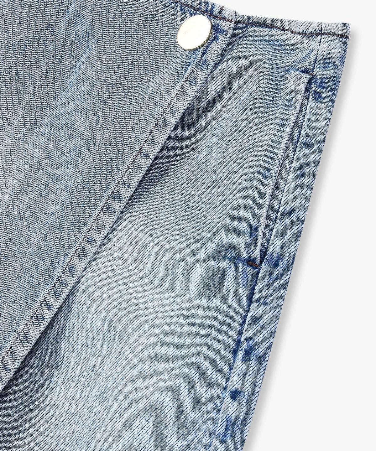 아르마니 익스체인지(ARMANI EXCHANGE) 여성 스냅 버튼 랩 데님 쇼츠 _블루_A426141507