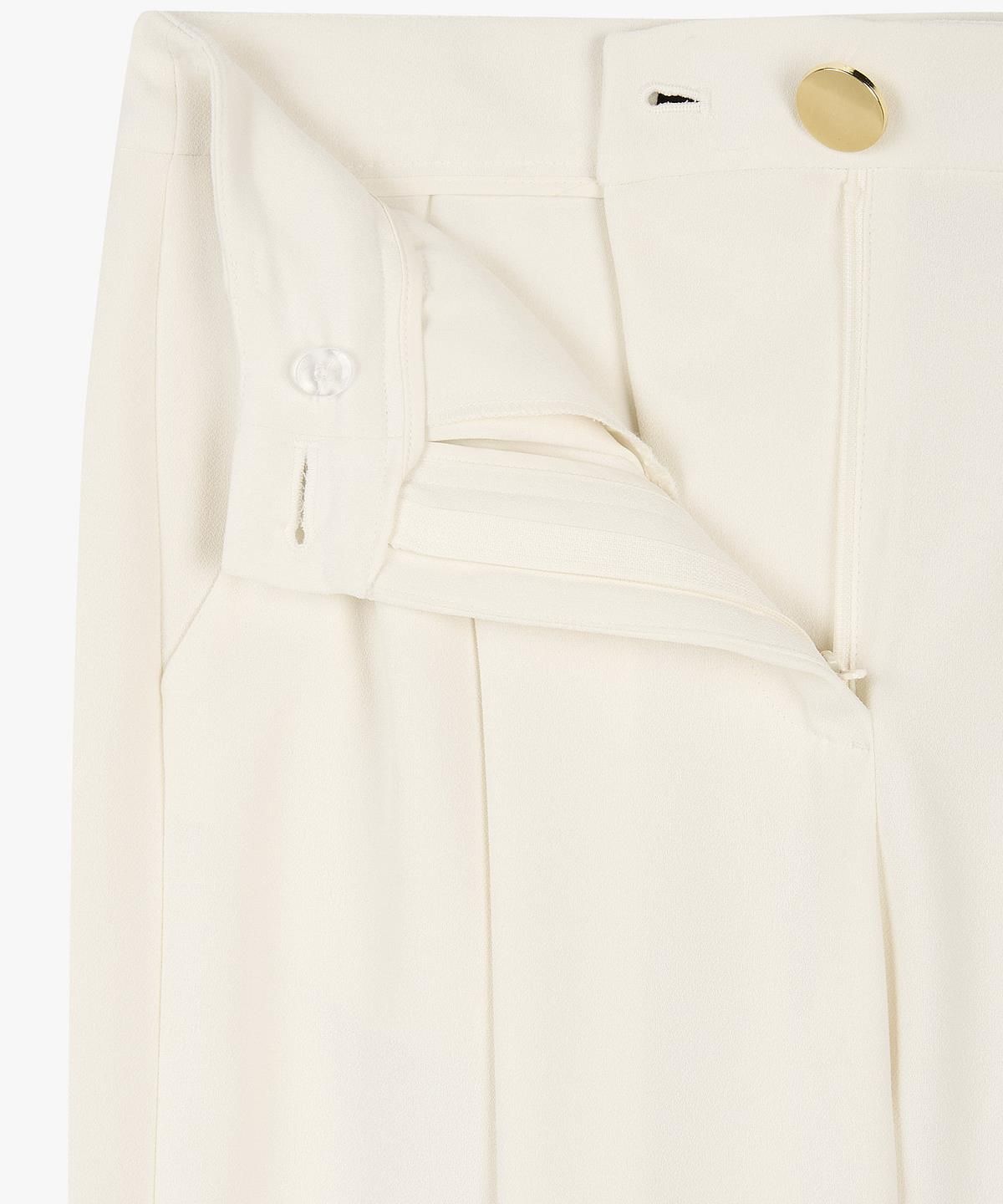 아르마니 익스체인지(ARMANI EXCHANGE) 여성 원 턱 플리츠 와이드 팬츠 _아이보리_A426141504
