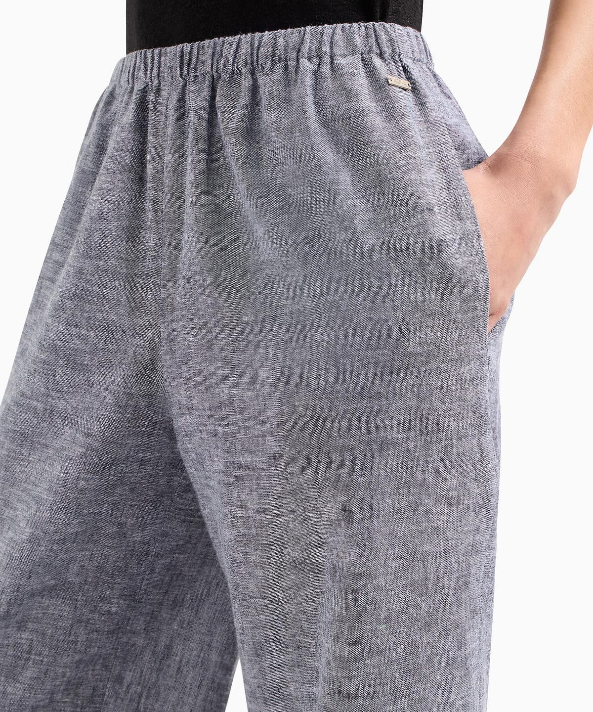 아르마니 익스체인지(ARMANI EXCHANGE) 여성 린넨 블렌드 밴딩 팬츠 _멜란지 그레이_A425141509