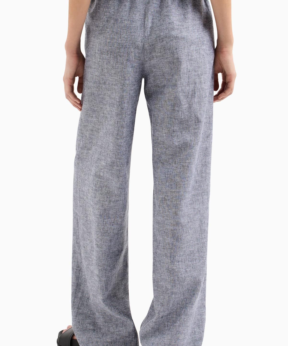 아르마니 익스체인지(ARMANI EXCHANGE) 여성 린넨 블렌드 밴딩 팬츠 _멜란지 그레이_A425141509