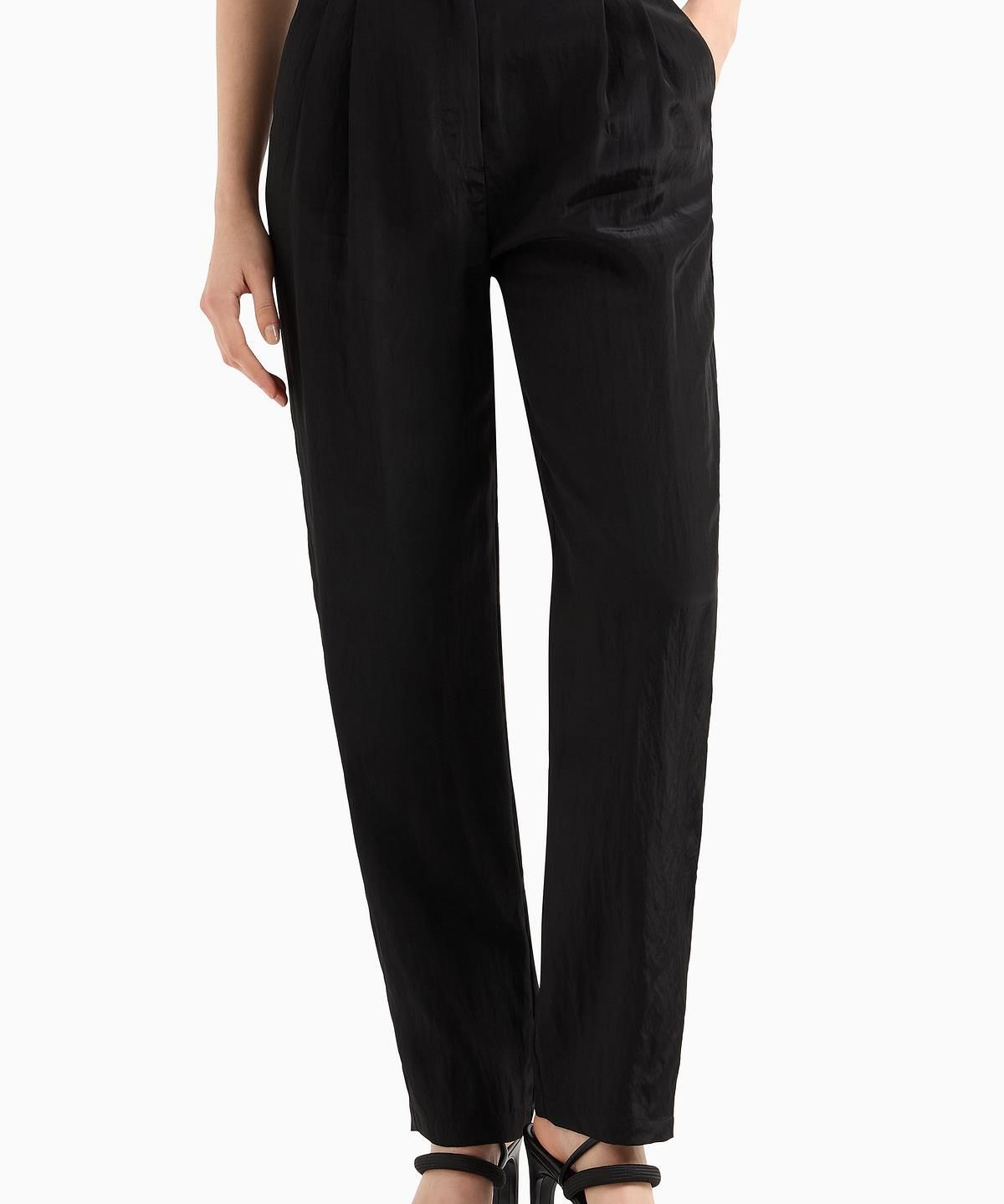 아르마니 익스체인지(ARMANI EXCHANGE) 여성 레이온 블렌드 투 턱 팬츠 _블랙_A425141511