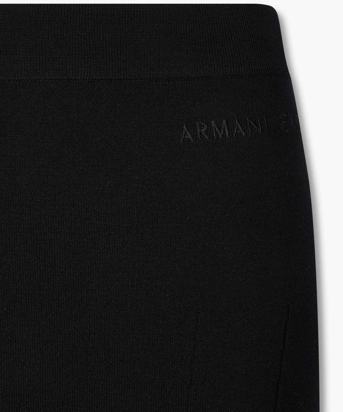 아르마니 익스체인지(ARMANI EXCHANGE) 여성 자수 로고 니트 밴딩 스커트 _블랙_A425342502