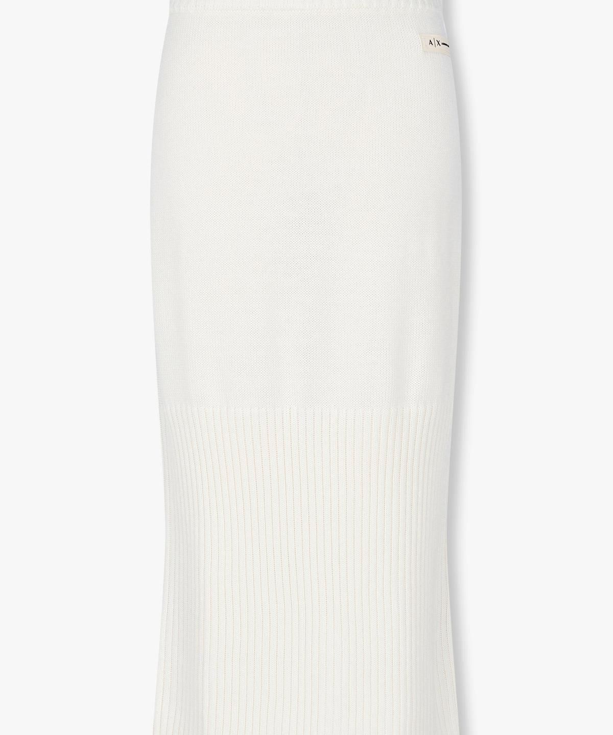 아르마니 익스체인지(ARMANI EXCHANGE) 여성 울 블렌드 리브드 니트 스커트 _아이보리_A425342503