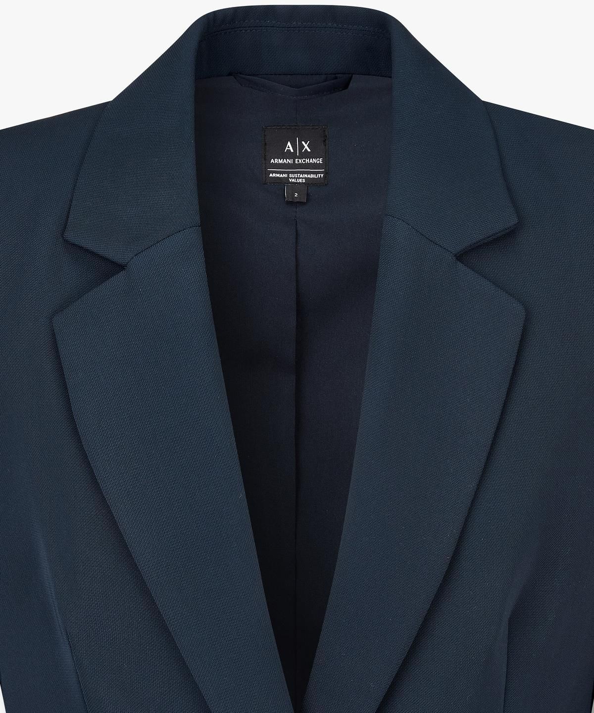 아르마니 익스체인지(ARMANI EXCHANGE) 여성 노치트 라펠 폴리 싱글 자켓 _네이비_A425110510