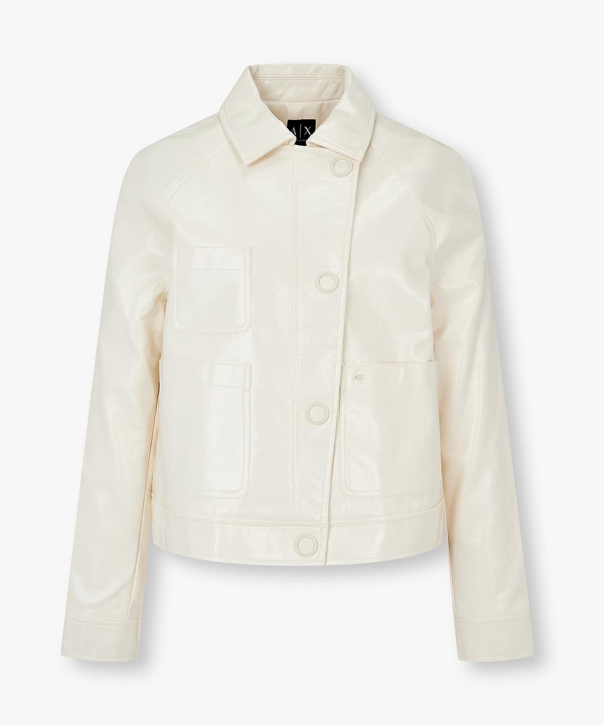 아르마니 익스체인지(ARMANI EXCHANGE) 여성 신세틱 링클 레더 자켓 _크림_A426110504
