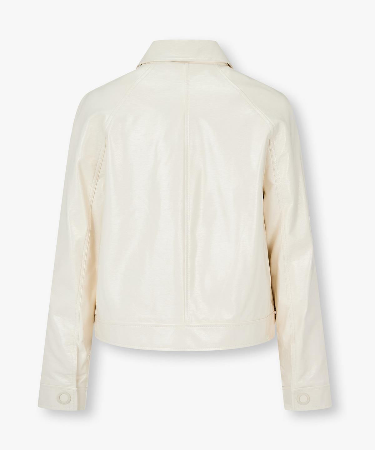 아르마니 익스체인지(ARMANI EXCHANGE) 여성 신세틱 링클 레더 자켓 _크림_A426110504