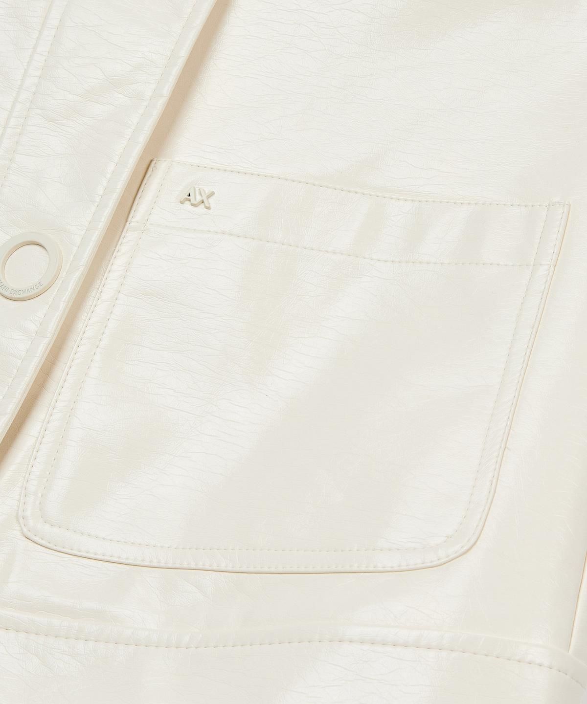 아르마니 익스체인지(ARMANI EXCHANGE) 여성 신세틱 링클 레더 자켓 _크림_A426110504