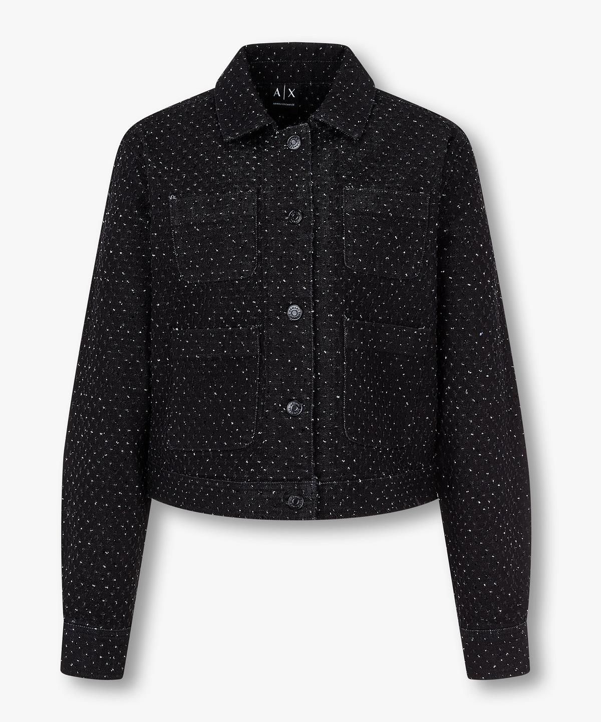 아르마니 익스체인지(ARMANI EXCHANGE) 여성 핫픽스 스트레치 데님 자켓 _블랙_A426110505