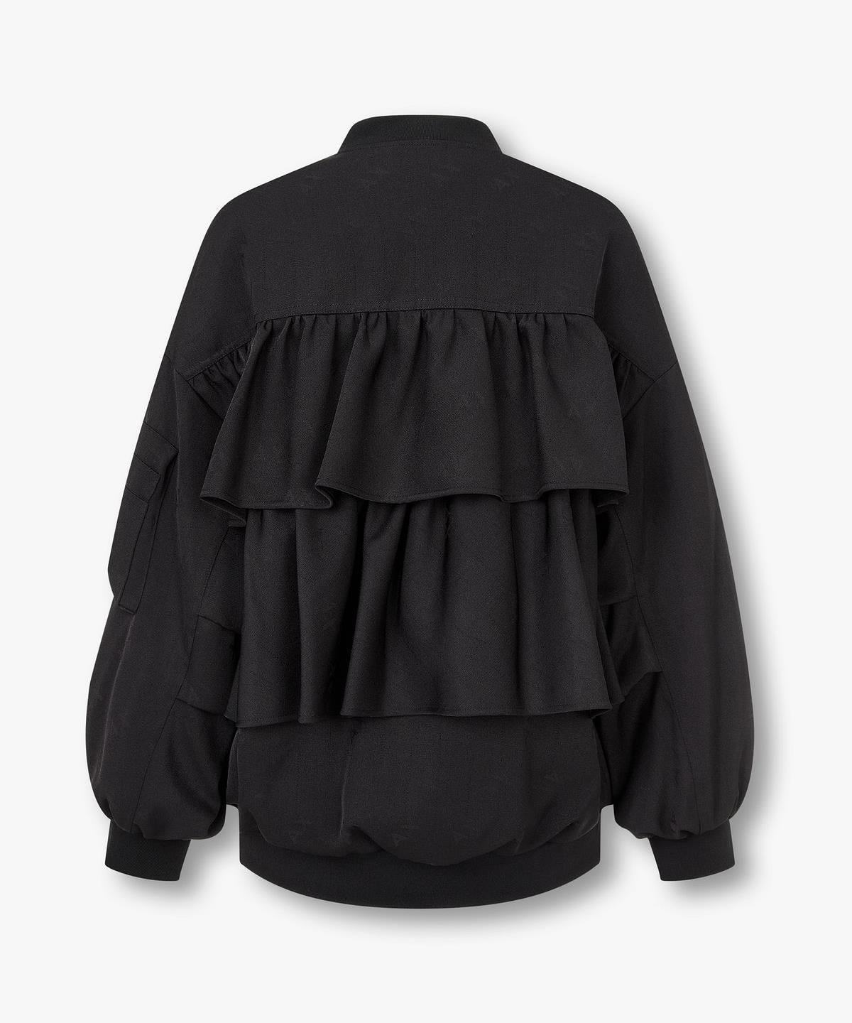 아르마니 익스체인지(ARMANI EXCHANGE) 여성 로고 자카드 패디드 블루종 자켓 _블랙_A426110503