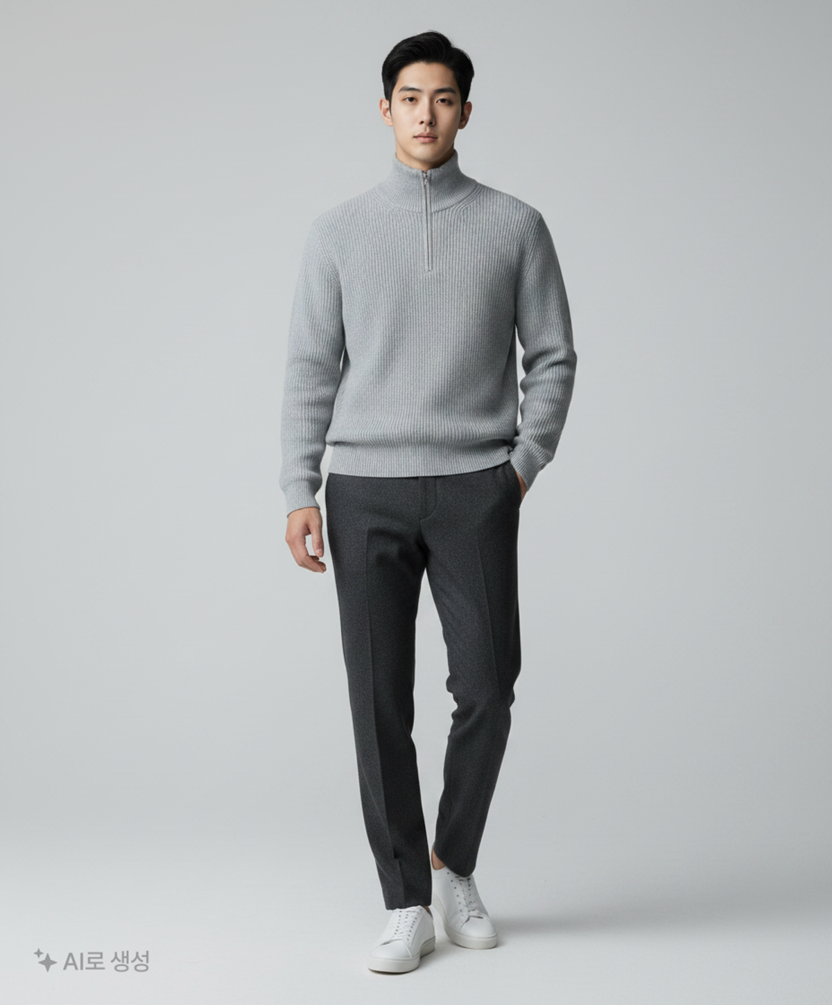 키뮤어(KIIMUIR) (22FW)(5 COLOR) 코튼 워셔블 하프 반집업 니트 M