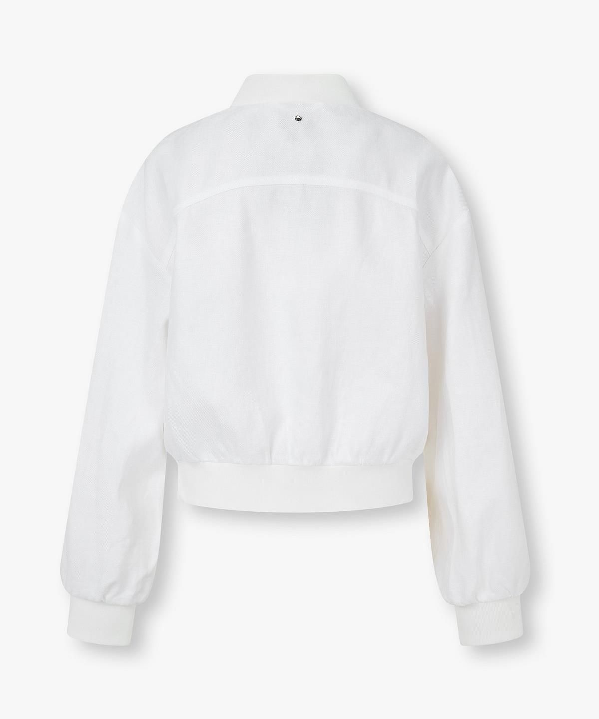 아르마니 익스체인지(ARMANI EXCHANGE) 여성 세미 크롭 린넨 블루종 자켓 _오프 화이트_A426110514