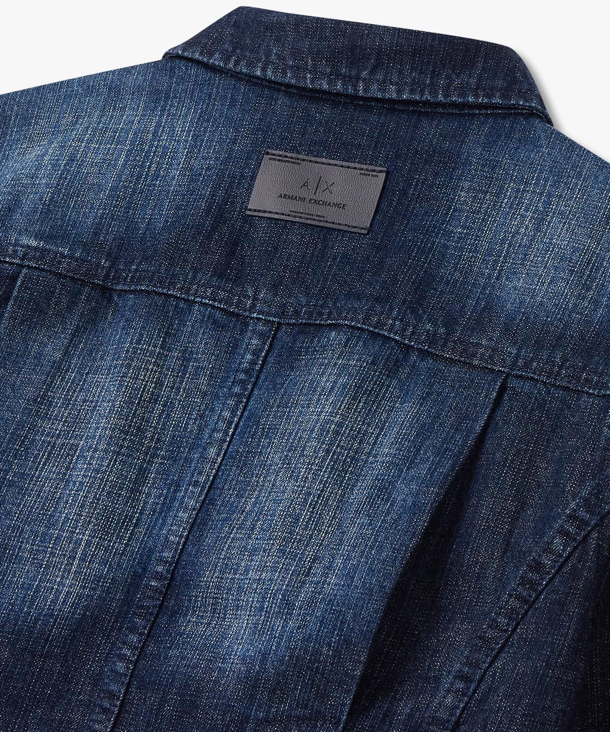 아르마니 익스체인지(ARMANI EXCHANGE) 여성 워시드 집업 데님 자켓 _블루_A425310515