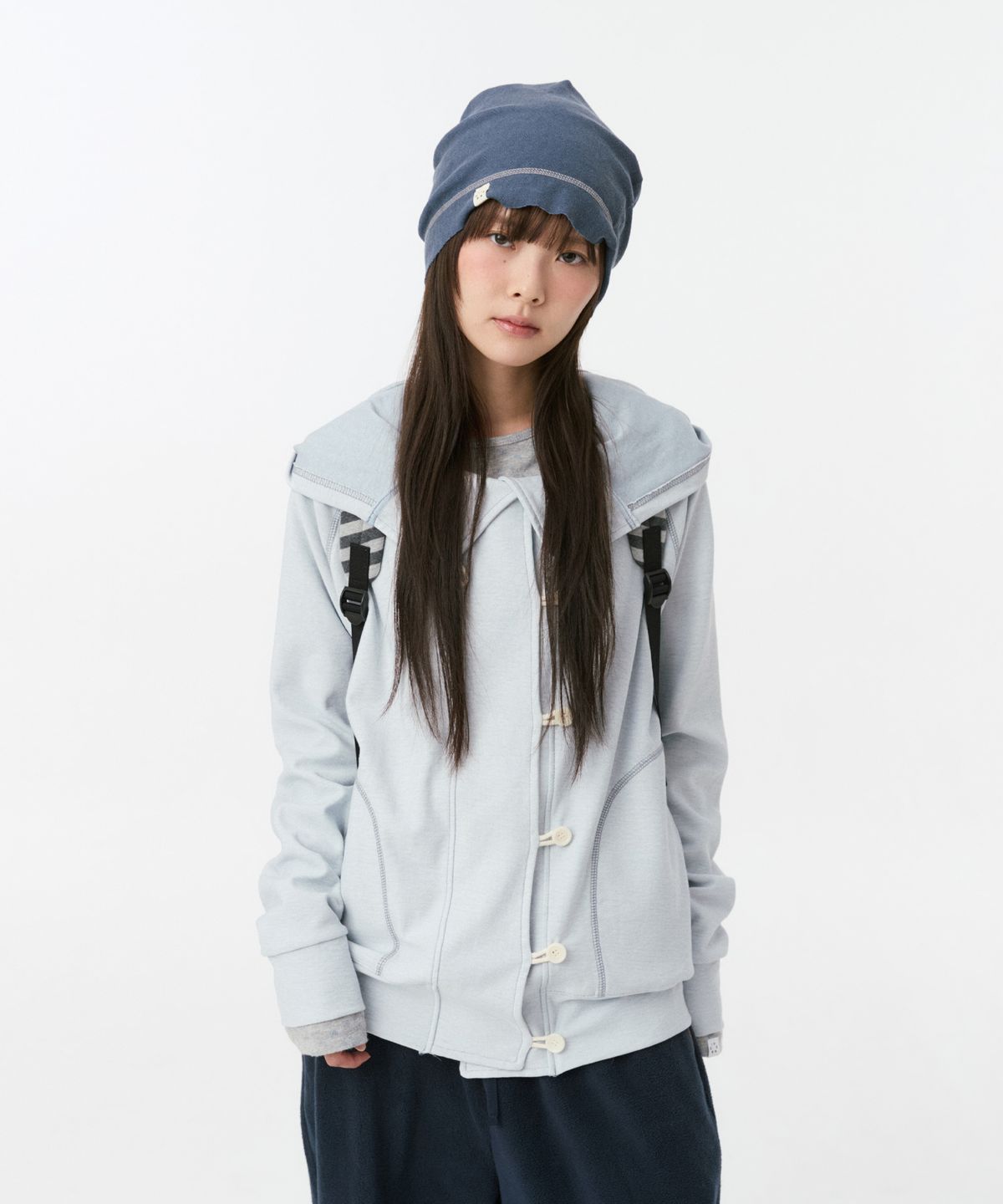 오헤시오(OHESHIO) REVERSIBLE LAYERED KNIT BEANIE, GRAY