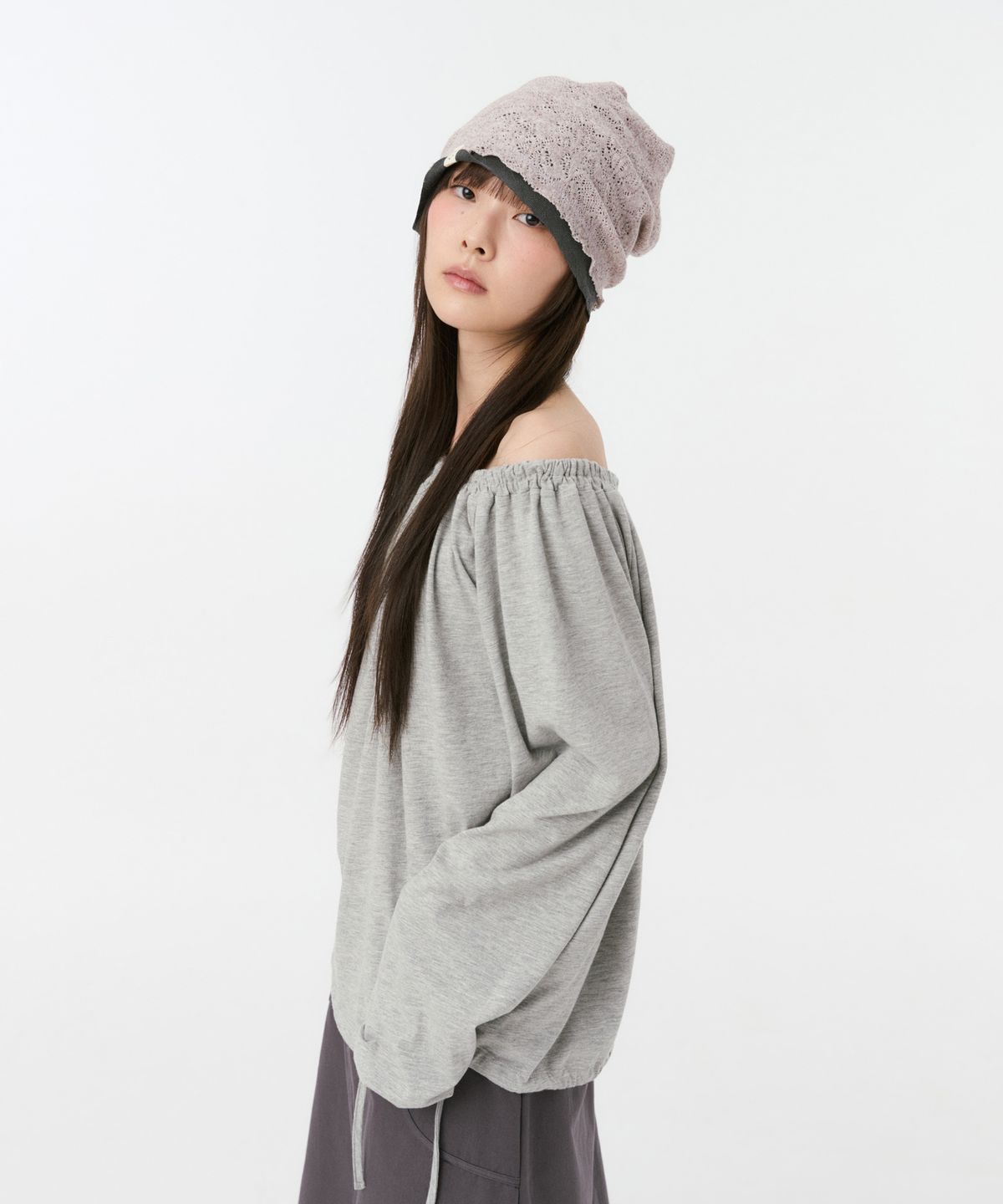 오헤시오(OHESHIO) REVERSIBLE LAYERED KNIT BEANIE, PINK