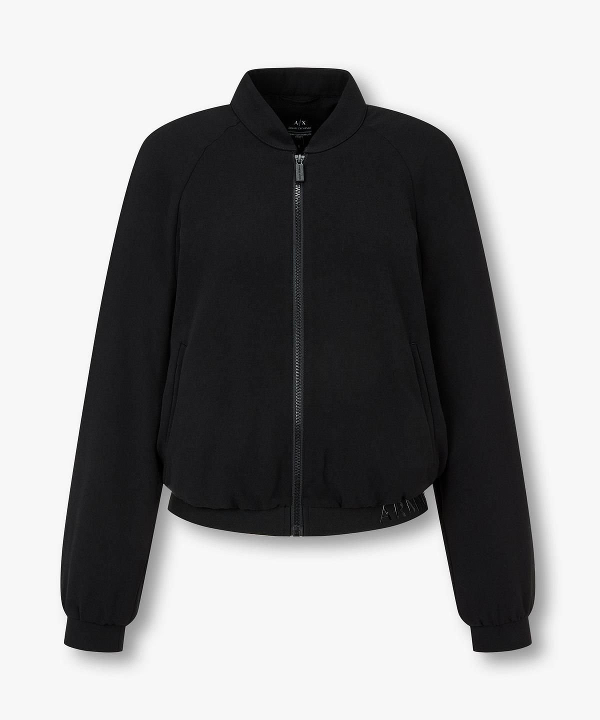 아르마니 익스체인지(ARMANI EXCHANGE) 여성 로고 밴딩 래글런 슬리브 자켓 _블랙_A425310517