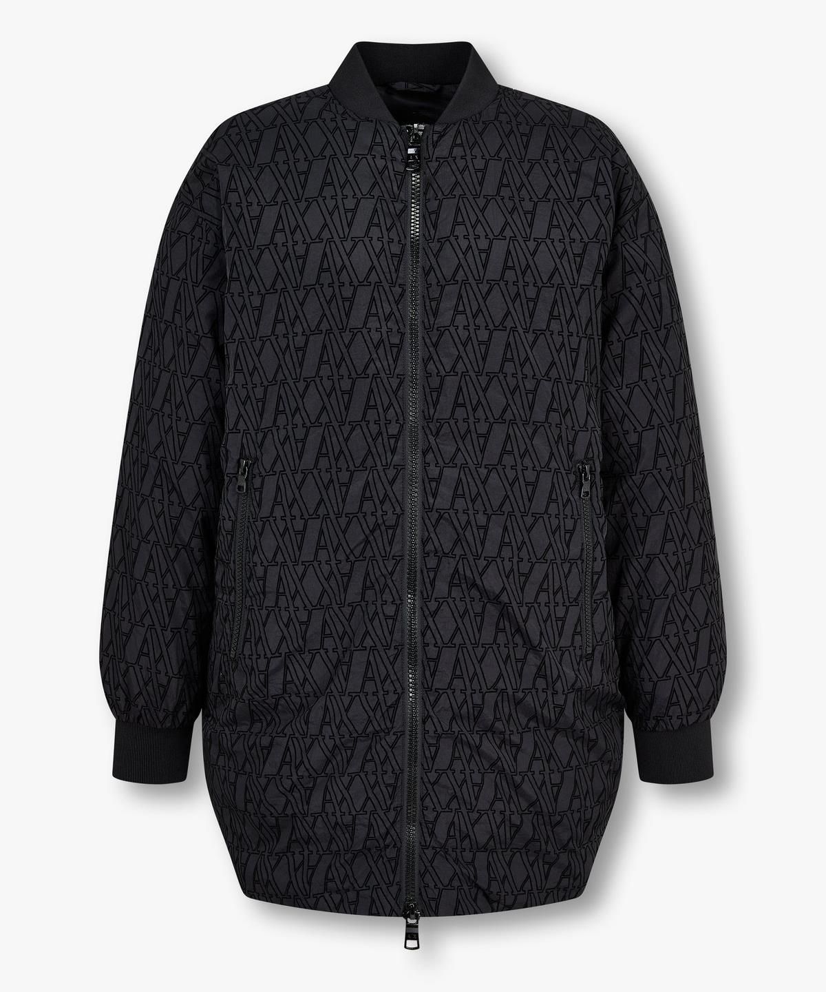 아르마니 익스체인지(ARMANI EXCHANGE) 여성 플록 로고 패턴 패디드 코트 _블랙_A424310510