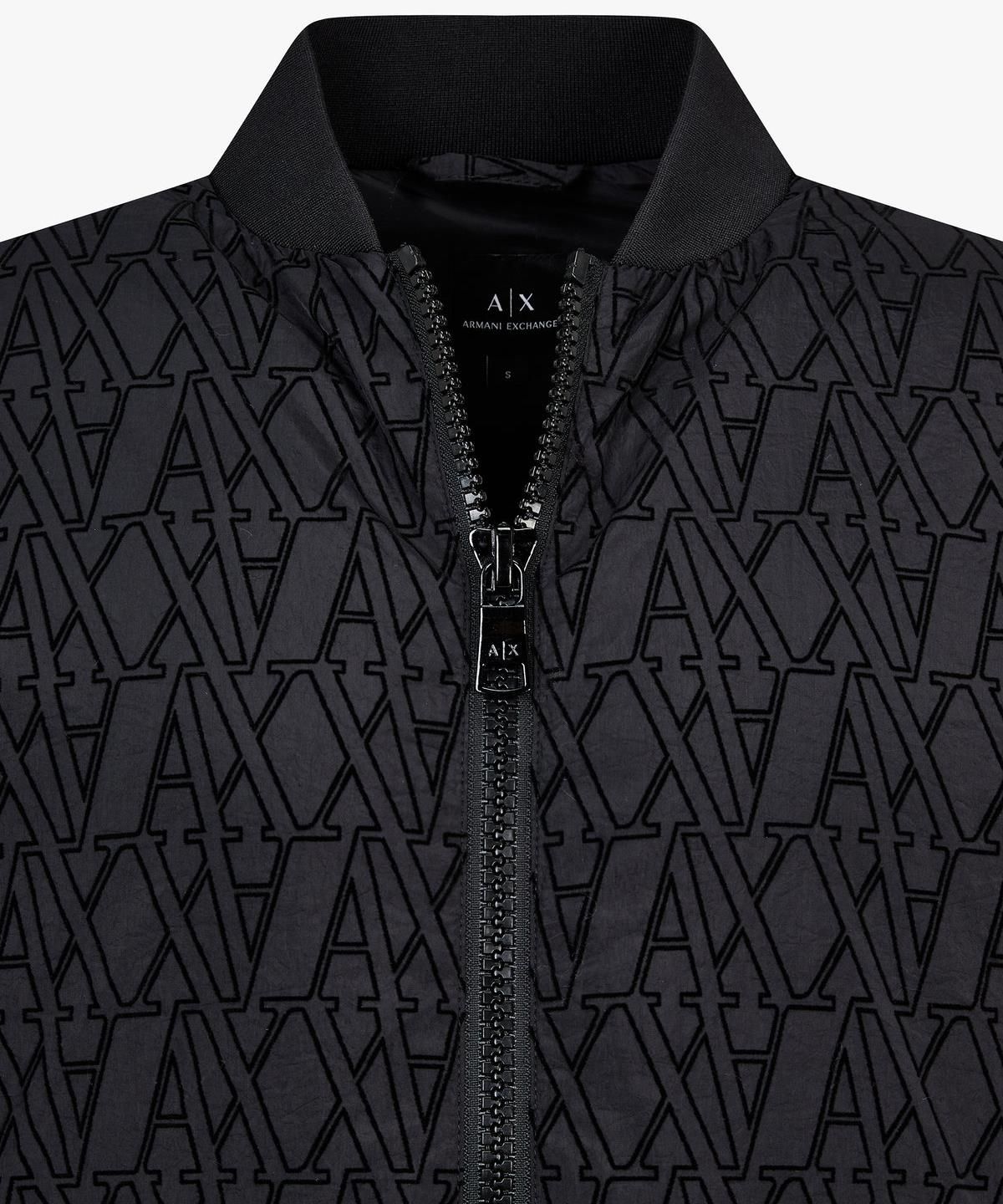 아르마니 익스체인지(ARMANI EXCHANGE) 여성 플록 로고 패턴 패디드 코트 _블랙_A424310510