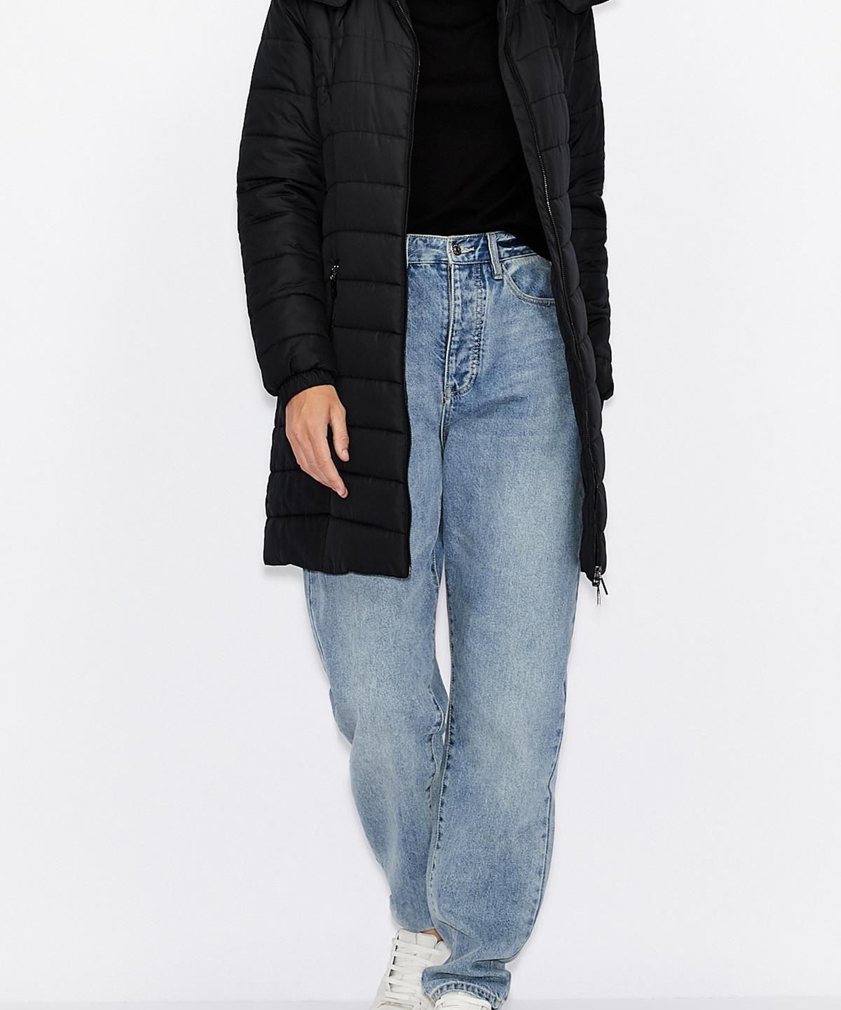 아르마니 익스체인지(ARMANI EXCHANGE) 여성 디태처블 후드 슬림 패딩 코트 _블랙_A424310520