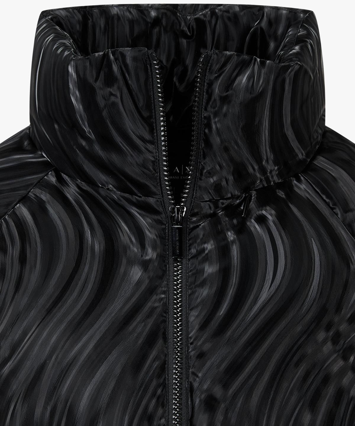 아르마니 익스체인지(ARMANI EXCHANGE) 여성 스월 패턴 하이넥 패딩 자켓 _블랙_A425310510